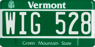 VT license plate WIG528