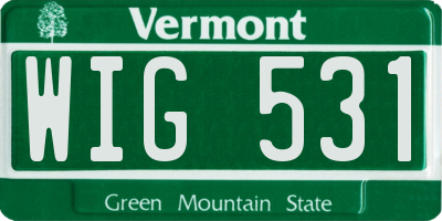 VT license plate WIG531