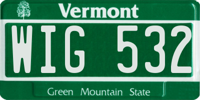 VT license plate WIG532