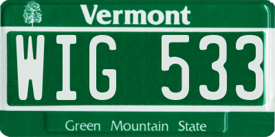 VT license plate WIG533
