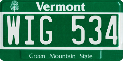 VT license plate WIG534