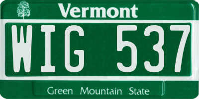 VT license plate WIG537