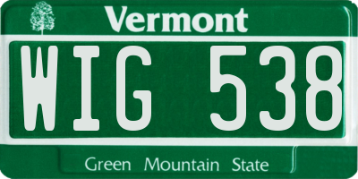VT license plate WIG538