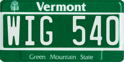 VT license plate WIG540