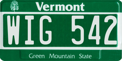 VT license plate WIG542