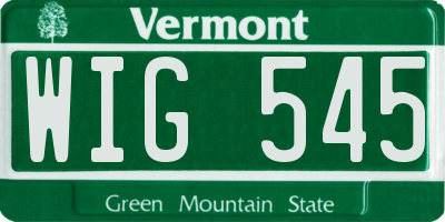 VT license plate WIG545