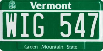VT license plate WIG547