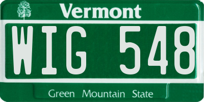 VT license plate WIG548