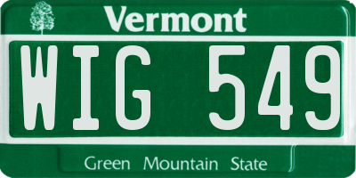 VT license plate WIG549