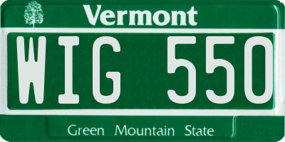 VT license plate WIG550