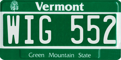 VT license plate WIG552