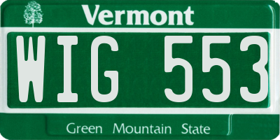 VT license plate WIG553