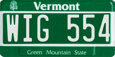 VT license plate WIG554