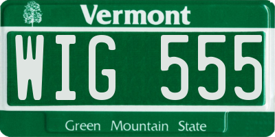 VT license plate WIG555