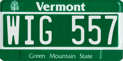 VT license plate WIG557