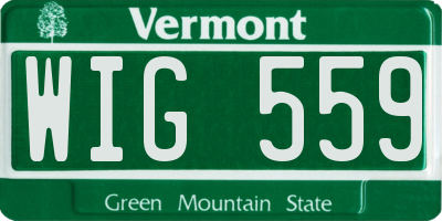 VT license plate WIG559