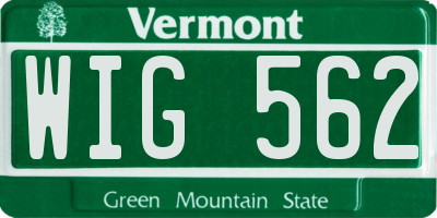 VT license plate WIG562