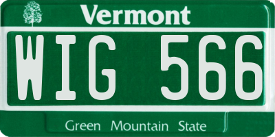 VT license plate WIG566
