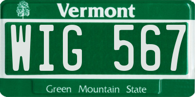 VT license plate WIG567