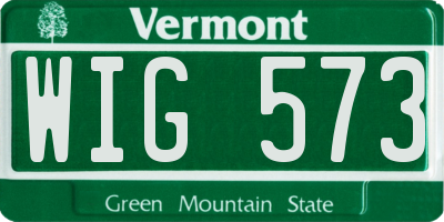 VT license plate WIG573