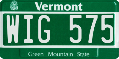 VT license plate WIG575