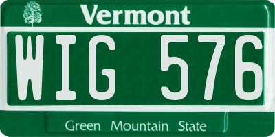 VT license plate WIG576