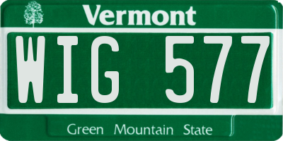VT license plate WIG577