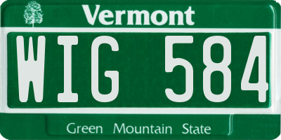 VT license plate WIG584