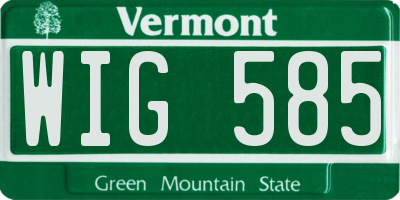 VT license plate WIG585