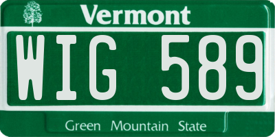 VT license plate WIG589