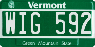VT license plate WIG592