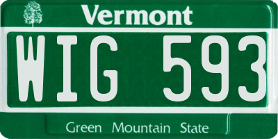 VT license plate WIG593