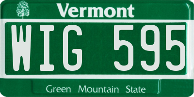 VT license plate WIG595