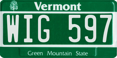 VT license plate WIG597