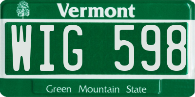 VT license plate WIG598