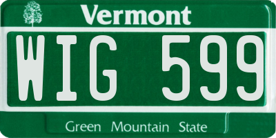 VT license plate WIG599