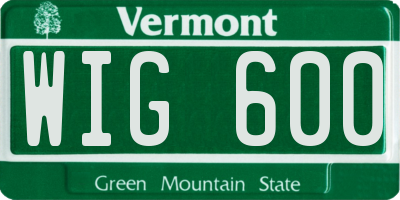 VT license plate WIG600