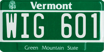 VT license plate WIG601
