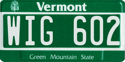 VT license plate WIG602