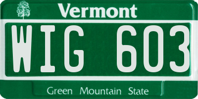 VT license plate WIG603