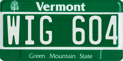 VT license plate WIG604