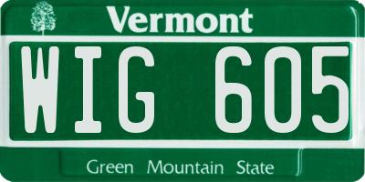 VT license plate WIG605