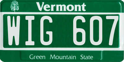 VT license plate WIG607