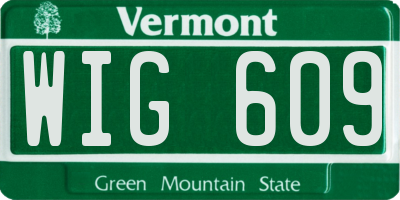 VT license plate WIG609