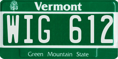 VT license plate WIG612