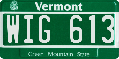 VT license plate WIG613