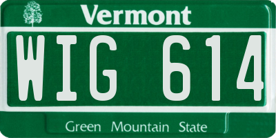 VT license plate WIG614