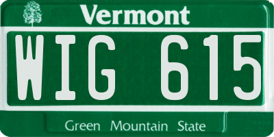 VT license plate WIG615
