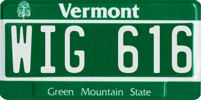VT license plate WIG616