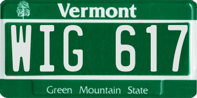 VT license plate WIG617
